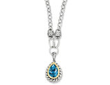 4.0 Carat (ctw)  Blue Topaz Necklace in Sterling Silver with 14K Gold Accents